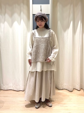 「サマンサモスモス」｜「アイテム（ハンチング/ベレー帽）」を使った、カホさん（レディース・154cm）の秋コーディネート