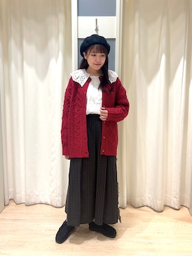 「重ね着ベストシーズン」｜「アイテム（ハンチング/ベレー帽）」を使った、カホさん（レディース・154cm）の秋コーディネート