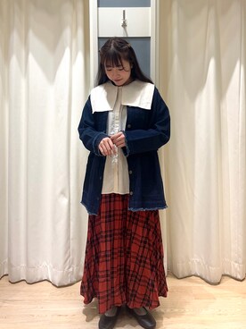 「サマンサモスモス」｜「アイテム（ブルゾン）」を使った、カホさん（レディース・154cm）の秋コーディネート