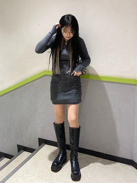 「SPINNS（スピンズ）のアイテム（ワンピース）」を使った、asukaさん（レディース・155cm）の冬コーディネート