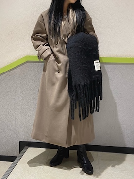「SPINNS（スピンズ）のアイテム（トレンチコート）」を使った、asukaさん（レディース・155cm）の冬コーディネート