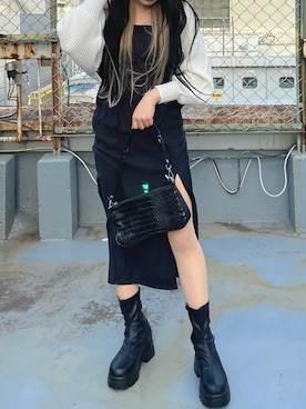 「SPINNS（スピンズ）のアイテム（ワンピース）」を使った、asukaさん（レディース・155cm）の冬コーディネート