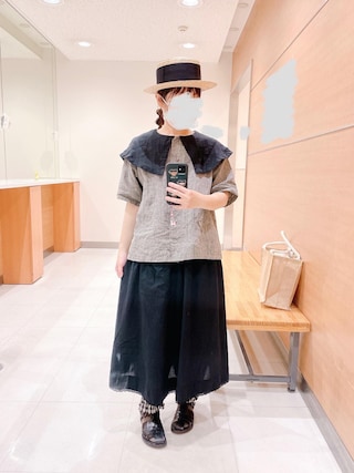 ツハル　自由が丘限定　襟配色　ブラウス　チャコール ツハル 自由が丘限定 襟配色 ブラウス チャコール ツハル
