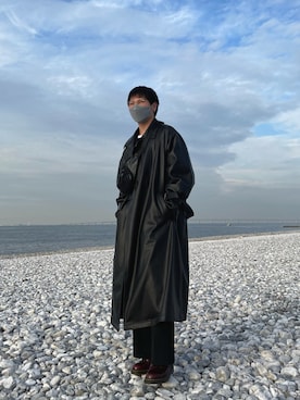「tk.TAKEO KIKUCHI（ティーケータケオキクチ）のアイテム（トレンチコート）」を使った、yumitatekeitaさん（メンズ・166cm）の冬コーディネート