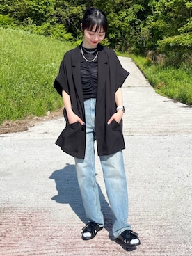 「YANUK（ヤヌーク）のアイテム」を使った、manaさん（レディース・155cm）の春コーディネート