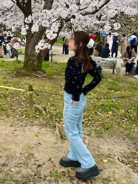 「アイテム（ブーツ、グレー系）」を使った、ramuさん（レディース・147cm）の春コーディネート