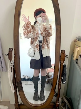 「アイテム（ハンチング/ベレー帽、レッド系）」を使った、piiiiing / ことなさん（レディース・158cm）の冬コーディネート