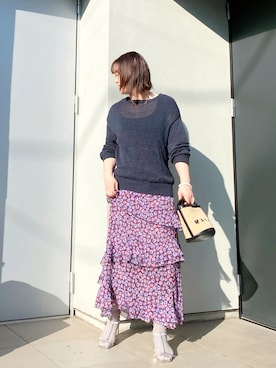 「IENA LA BOUCLE（イエナラブークル）のアイテム（スカート）」を使った、kumikoさん（レディース・165cm）の春コーディネート