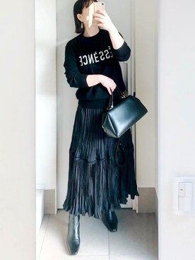 「Spick & Span（スピックアンドスパン）の≪追加≫ESSENCEロゴニット2◆（ニット/セーター）」を使った、kumikoさん（レディース・165cm）の冬コーディネート