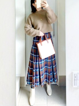 「FRAMeWORK（フレームワーク）のアイテム（ブーツ）」を使った、kumikoさん（レディース・165cm）の冬コーディネート