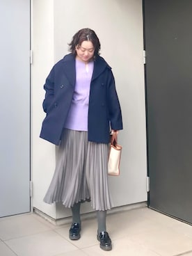 「アイテム（ピーコート）」を使った、kumikoさん（レディース・165cm）の冬コーディネート
