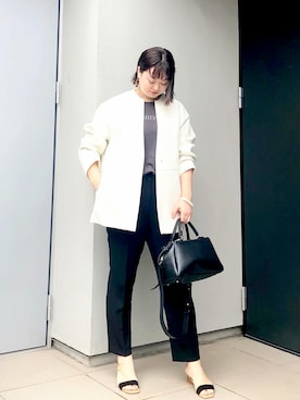 「plage（プラージュ）のアイテム（ノーカラーコート）」を使った、kumikoさん（レディース・165cm）の秋コーディネート