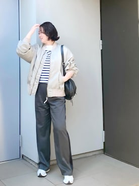 「アイテム（MA-1）」を使った、kumikoさん（レディース・165cm）の冬コーディネート