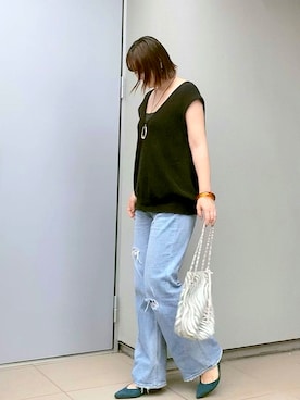 「アイテム（その他シューズ、グリーン系）」を使った、kumikoさん（レディース・165cm）の秋コーディネート