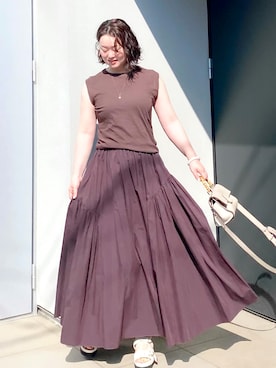 「ブラウンコーデ」｜「アイテム（サンダル）」を使った、kumikoさん（レディース・165cm）の夏コーディネート