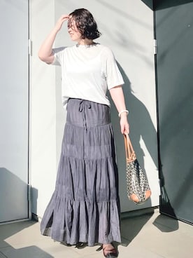 「アイテム（ニット/セーター、シルバー系）」を使った、kumikoさん（レディース・165cm）の秋コーディネート