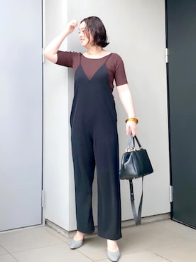 「アイテム（つなぎ/オールインワン）」を使った、kumikoさん（レディース・165cm）の秋コーディネート