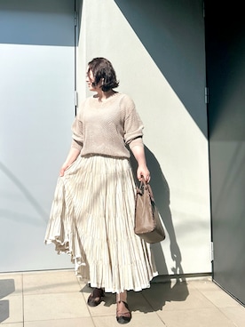 「IENA（イエナ）の【MARIHA/マリハ】草原の虹のスカート◆（スカート、ベージュ系）」を使った、kumikoさん（レディース・165cm）の春コーディネート