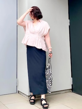 「ぺプラムトップス」｜kumikoさん（レディース・165cm）の夏コーディネート