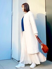 IENA（イエナ）の「ラムウールノーカラーロングコート◇（ノー