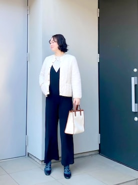 「アイテム（つなぎ/オールインワン）」を使った、kumikoさん（レディース・165cm）の秋コーディネート