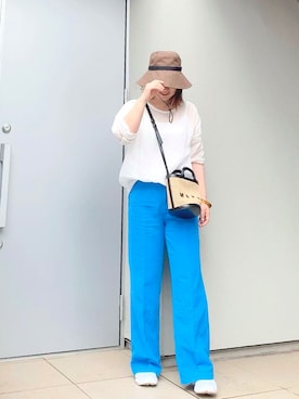 「SLOBE IENA（スローブイエナ）のアイテム（ハット）」を使った、kumikoさん（レディース・165cm）の夏コーディネート