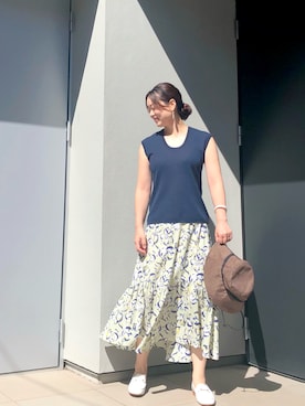 「アイテム（バングル/リストバンド）」を使った、kumikoさん（レディース・165cm）の夏コーディネート