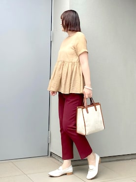 「ビットローファー」｜「アイテム（トートバッグ）」を使った、kumikoさん（レディース・165cm）の秋コーディネート
