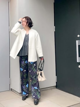 「アイテム（ノーカラーコート）」を使った、kumikoさん（レディース・165cm）の秋コーディネート