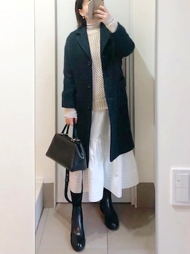 「タートルネック」｜「アイテム（レインシューズ）」を使った、kumikoさん（レディース・165cm）の冬コーディネート