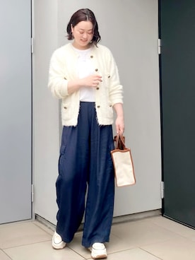 「アイテム（ノーカラージャケット）」を使った、kumikoさん（レディース・165cm）の秋コーディネート