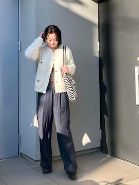 「アイテム（ノーカラージャケット）」を使った、kumikoさん（レディース・165cm）の秋コーディネート