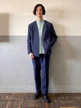 「ADAM ET ROPE'（アダムエロペ）のアイテム（スリッポン）」を使った、ADAM ET ROPE' HOMME STAFFさん（メンズ・178cm）の春コーディネート