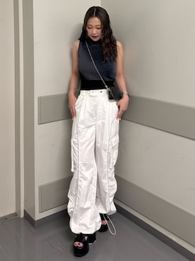 「カーゴパンツコーデ」｜横幕学美さん（レディース・153cm）の夏コーディネート