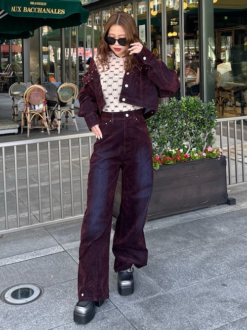 MURUA フロッキーデニムジャケット ボルドー MURUA フロッキーデニム