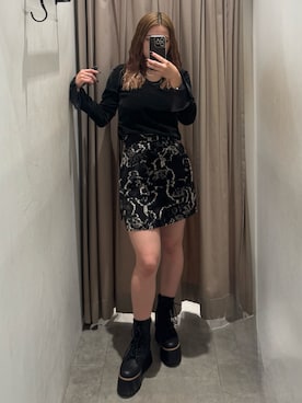 「MURUA（ムルーア）のアイテム（スカート）」を使った、横幕学美さん（レディース・153cm）の秋コーディネート