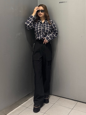 「MURUA（ムルーア）のアイテム（シャツ/ブラウス）」を使った、横幕学美さん（レディース・153cm）の夏コーディネート