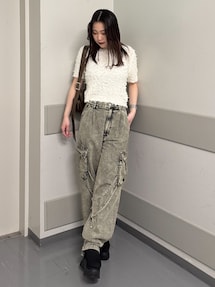 MURUA ストリングデニムカーゴパンツ ムルーア MURUA ストリングデニムカーゴパンツ （ブラック