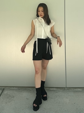 「MURUA（ムルーア）のアイテム（シャツ/ブラウス）」を使った、横幕学美さん（レディース・153cm）の夏コーディネート