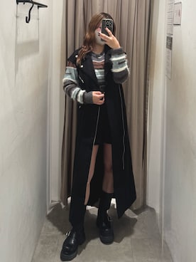 「リブニットパンツ」｜「アイテム（ワンピース/ドレス）」を使った、横幕学美さん（レディース・153cm）の秋コーディネート