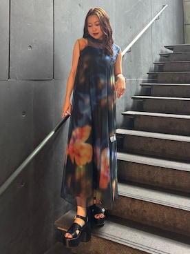 「MURUA（ムルーア）のアイテム（ワンピース）」を使った、横幕学美さん（レディース・153cm）の夏コーディネート