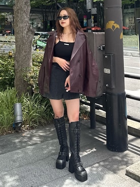 「アイテム（ブルゾン）」を使った、横幕学美さん（レディース・153cm）の夏コーディネート