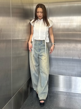 「MURUA（ムルーア）のアイテム（シャツ/ブラウス）」を使った、横幕学美さん（レディース・153cm）の夏コーディネート