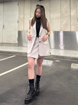 「MURUA（ムルーア）のアイテム（トップス）」を使った、横幕学美さん（レディース・153cm）の春コーディネート