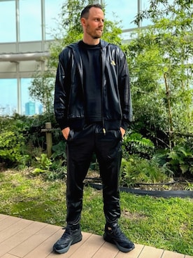 「アイテム（スウェットパンツ）」を使った、SBさん（メンズ・187cm）の秋コーディネート