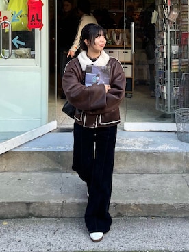 「アイテム（ムートンコート）」を使った、fuyukaさん（レディース・158cm）の冬コーディネート