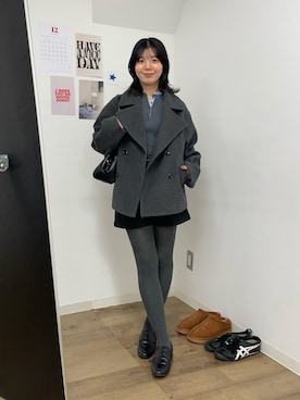 「アイテム（ピーコート）」を使った、fuyukaさん（レディース・158cm）の冬コーディネート