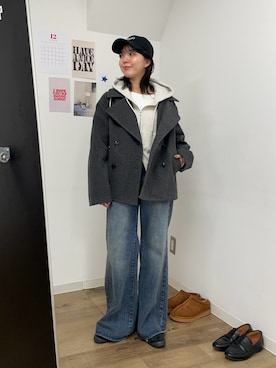 「アイテム（ピーコート）」を使った、fuyukaさん（レディース・158cm）の冬コーディネート