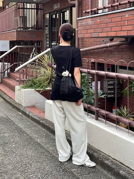 「アイテム（スウェットパンツ、ホワイト系）」を使った、fuyukaさん（レディース・158cm）の夏コーディネート
