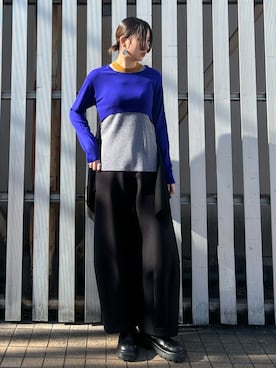 レイヤードミックスデザインニットを使った人気ファッション